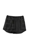Totême Black Monogram Silk Pj Shorts In Black