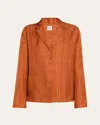 Totême Womens Monogram-stitch Silk Pyjama-style Top Terracotta In Orange