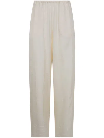 Totême Toteme "monogram Silk" Pijama Bottoms Trousers In White