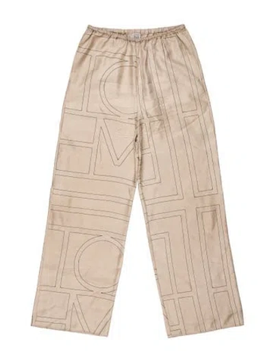 Pre-owned Totême Monogram Silk Pj Bottoms Pants In Neutral