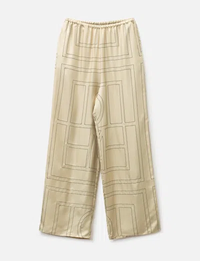 Totême Monogram Silk Pj Bottoms In Neutral