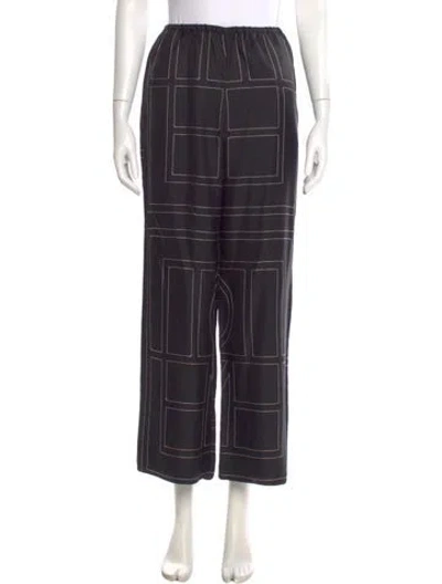Pre-owned Totême Monogram Silk Pj Bottoms Wide Leg Pants In Black