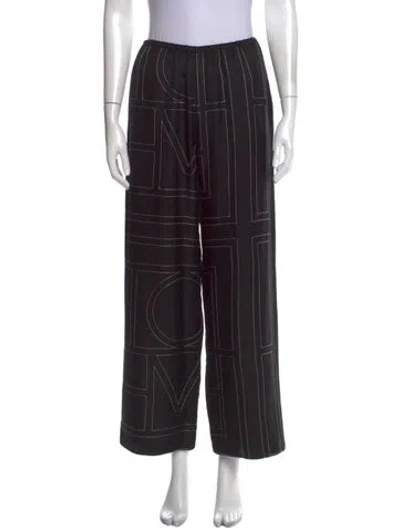 Pre-owned Totême Monogram Silk Pj Bottoms Wide Leg Pants In Black