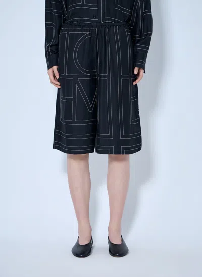 Totême Monogram Silk Pj Culottes In Black