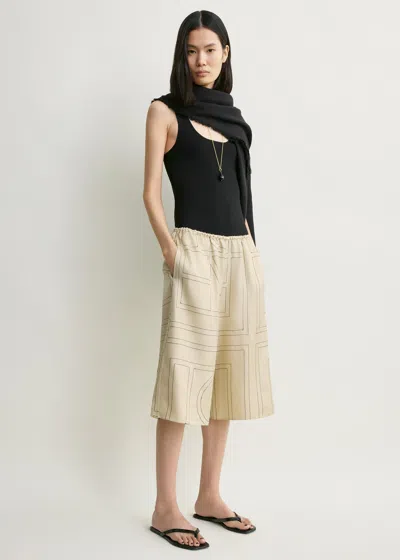 Totême Monogram Silk Pj Culottes Ivory In Neutral