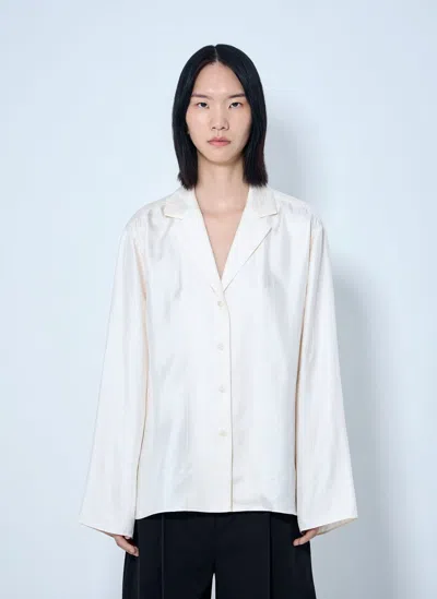 Totême Monogram Silk Pj Shirt In White