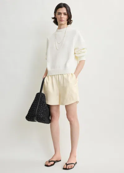 Totême Monogram Silk Pj Shorts Cream In White