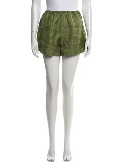 Pre-owned Totême Monogram Silk Pj Shorts Mini Shorts In Green