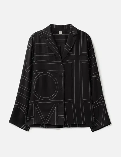 Totême Monogram Silk Pj Top In Black