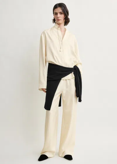 Totême Monogram Silk Pj Top Cream In Neutral