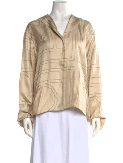 Pre-owned Totême Monogram Silk Pj Top Silk Blouse In Neutral