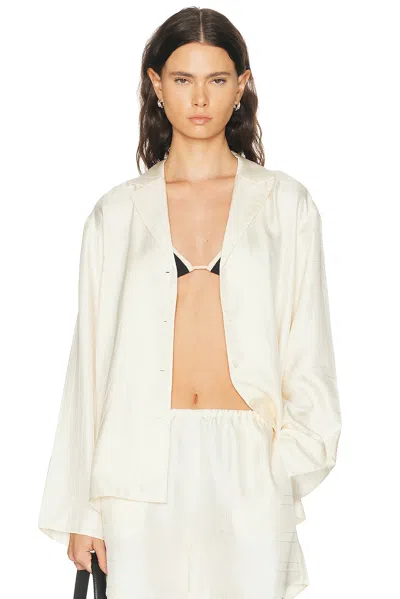 Totême Monogram Silk Pj Top In White