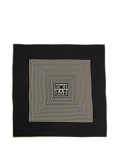 Totême Silk Scarf With Monogram In The Middle In Multi