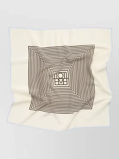 Totême Monogram Silk Scarf Geometric Pattern In Metallic