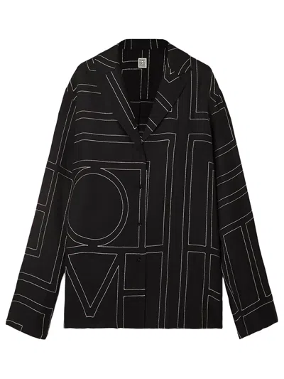 Totême Toteme Monogram Silk Shirt In Black