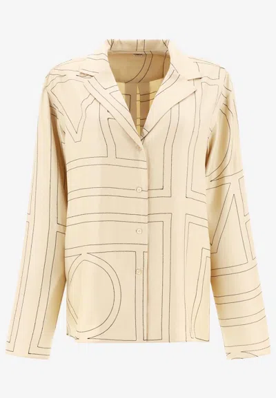 Totême Monogram Silk Shirt In Neutral