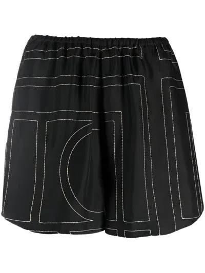 TOTÊME TOTEME MONOGRAM SILK SHORTS