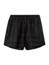 Totême Womens Black Monogram Wide-leg High-rise Silk-twill Shorts In Black