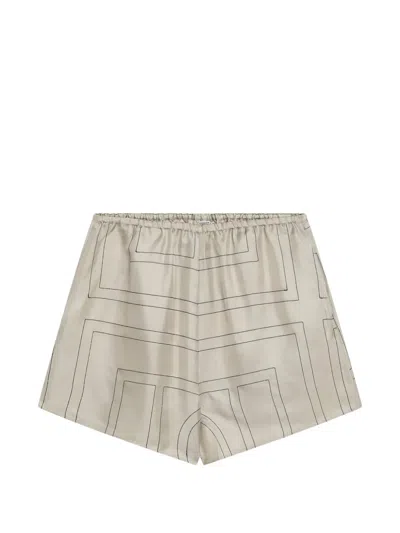Totême Monogram Silk Shorts In Gray