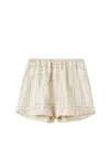 Totême Toteme Monogram Silk Shorts Ivory In Metallic