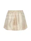 Totême Toteme Elegant Monogram Silk High-waisted Mini Shorts In White