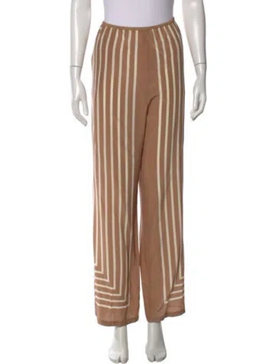 Pre-owned Totême Monogram Silk Slacks Wide Leg Pants In Neutral