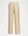 Totême Monogram Silk Straight-leg Ankle Pajama Pants In Brown