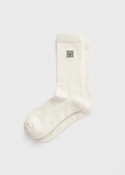 Totême Monogram Socks Macadamia In Brown