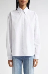 Totême Toteme Monogram Stripe Organic Cotton Poplin Button-up Shirt In White