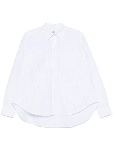 Totême Toteme Monogram Striped Shirt Cobalt Blue