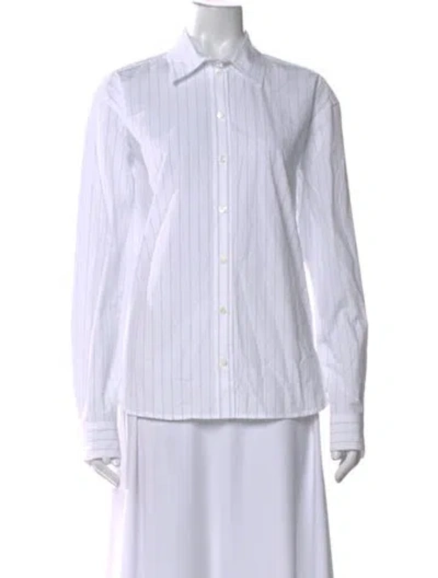 Pre-owned Totême Monogram Striped Shirt Striped Button-up Top In White