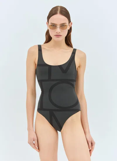 Totême Monogram Swimsuit In Gray