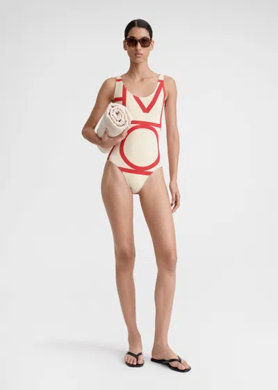 Totême Monogram Swimsuit Cava In White