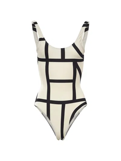 Totême Monogram Swimsuit Tofu In White