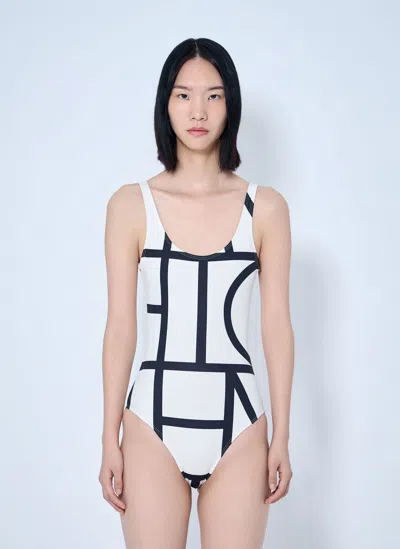 Totême Monogram Swimsuit In White
