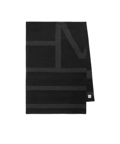 TOTÊME MONOGRAM TWILL SCARF BLACK