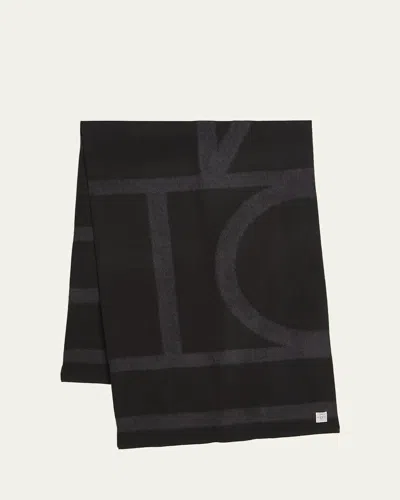 Totême Monogram Twill Scarf In Black