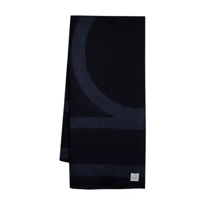 Totême Toteme Monogram Twill Scarf In Blue