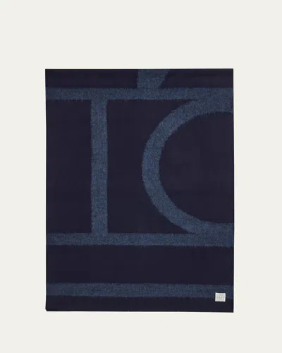 Totême Monogram Twill Scarf In Blue