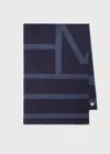 Totême Monogram Twill Scarf Navy In Blue