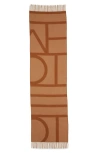 Totême Toteme Monogram Wool Jacquard Scarf In Camel Monogram