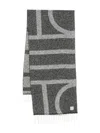 Totême Toteme Monogram Wool Scarf In Gray