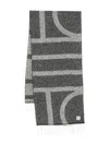 Totême Rectangular Wool Scarf Featuring Monogram Design In Black