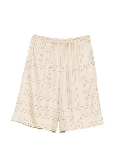 Totême Monogram-embroidered Culottes In White