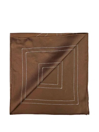 Totême Monogram-embroidered Silk Scarf In Brown