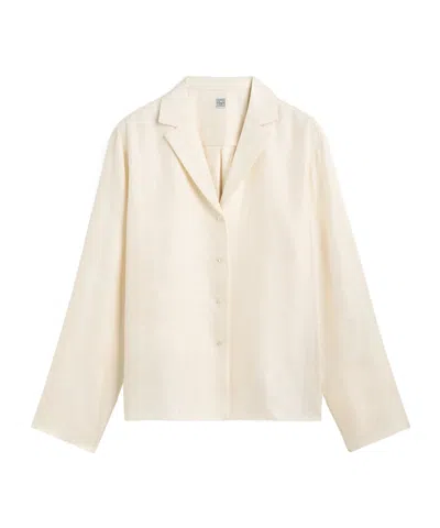 Totême Monogram-print Satin Shirt In White