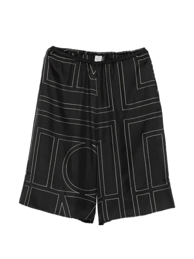 Totême Monogram-print Shorts In Black