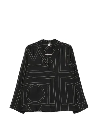 Totême Monogram-print Silk Shirt In Black