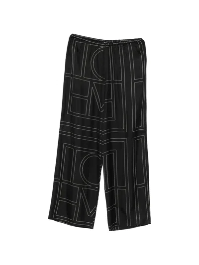 Totême Monogram-print Wide-leg Trousers In Black