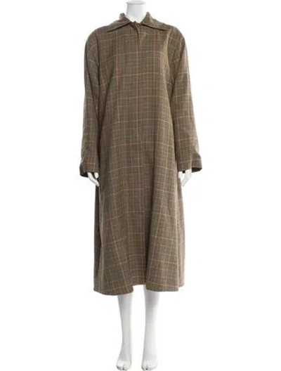 Pre-owned Totême Montella Plaid Print Coat In Brown